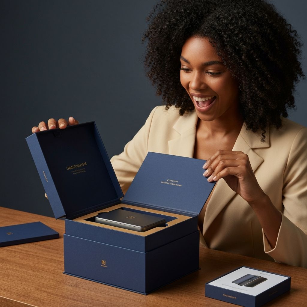 Premium unboxing experience with branded foam